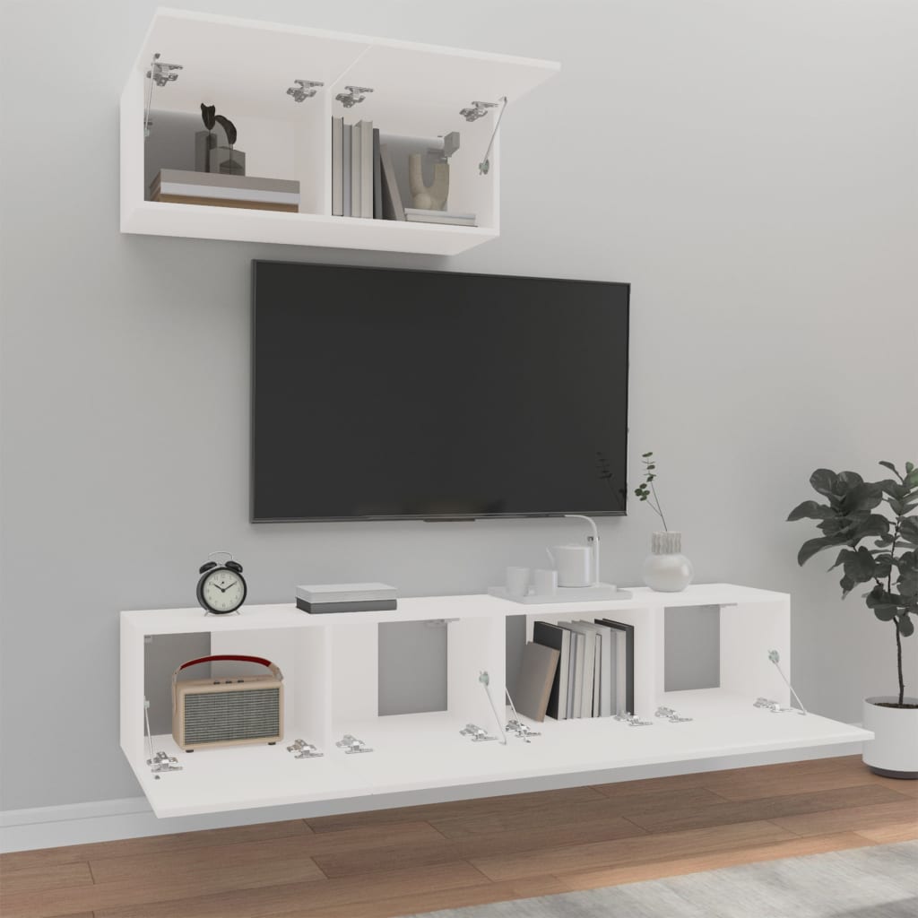 Ensemble de meubles TV 3 pcs Blanc Bois d'ingénierie - XIOS