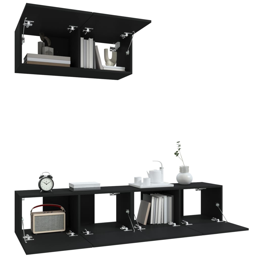 Ensemble de meubles TV 3 pcs Noir Bois d'ingénierie - XIOS