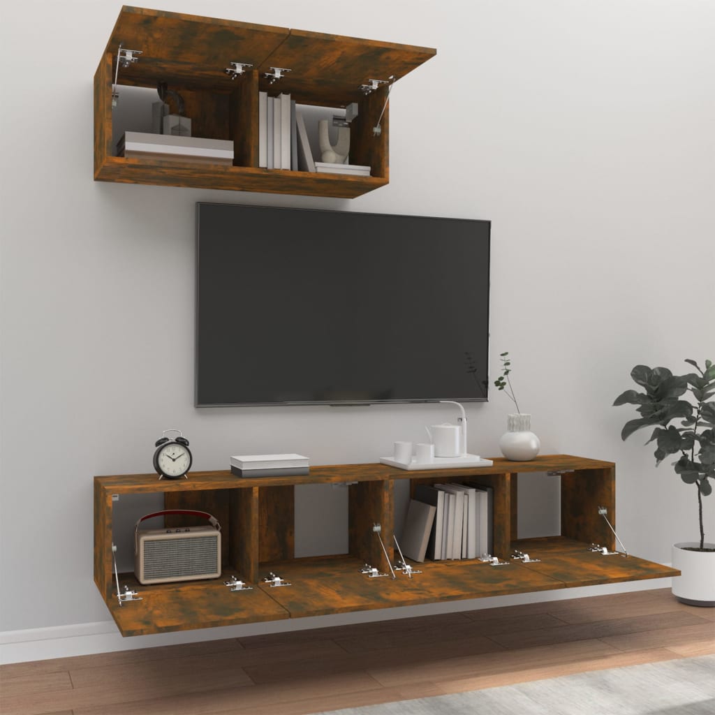 Ensemble de meubles TV 3 pcs Chêne fumé Bois d'ingénierie - XIOS