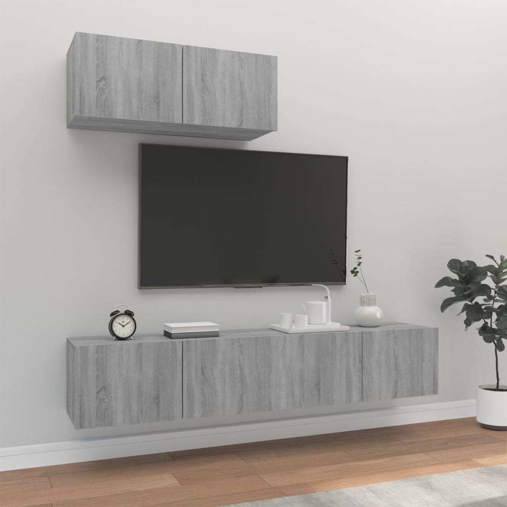 Ensemble de meubles TV 3 pcs Sonoma gris Bois d'ingénierie - XIOS