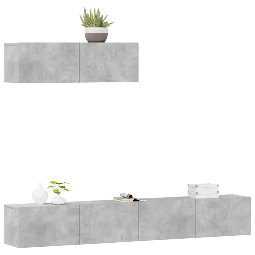 Ensemble de meubles TV 3 pcs Gris béton Bois d'ingénierie - XIOS