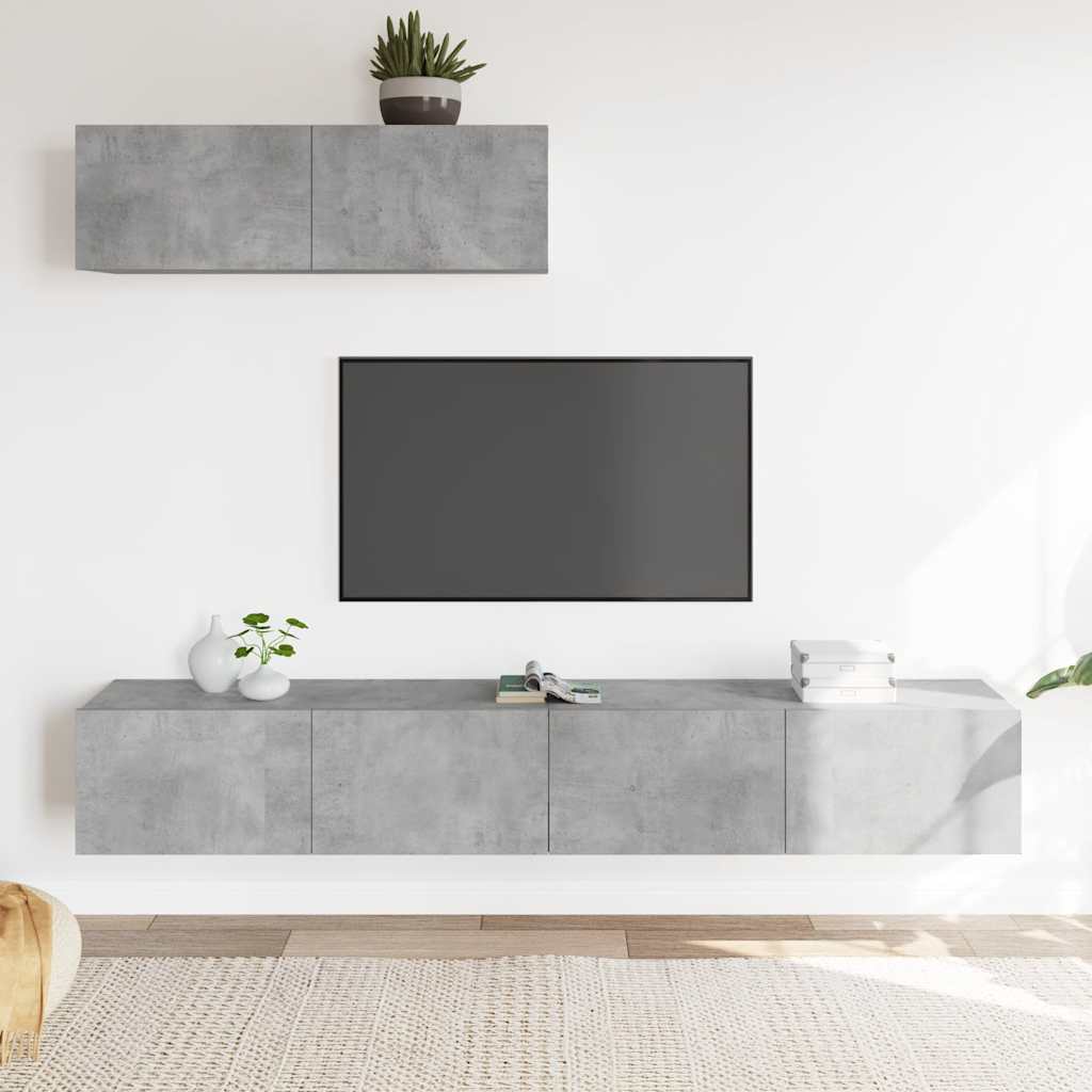 Ensemble de meubles TV 3 pcs Gris béton Bois d'ingénierie - XIOS