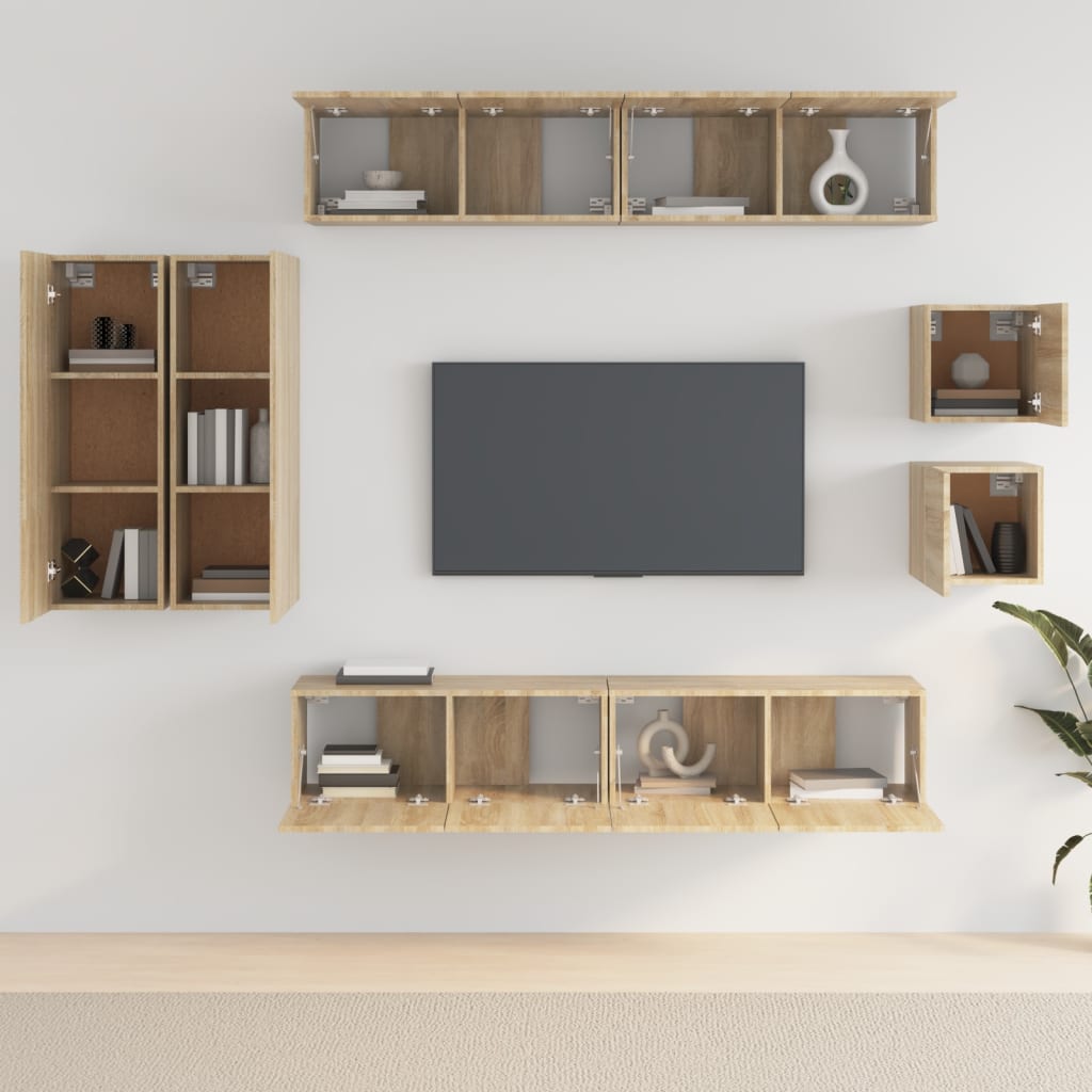 Ensemble de meubles TV 8 pcs Chêne sonoma Bois d'ingénierie - XIOS