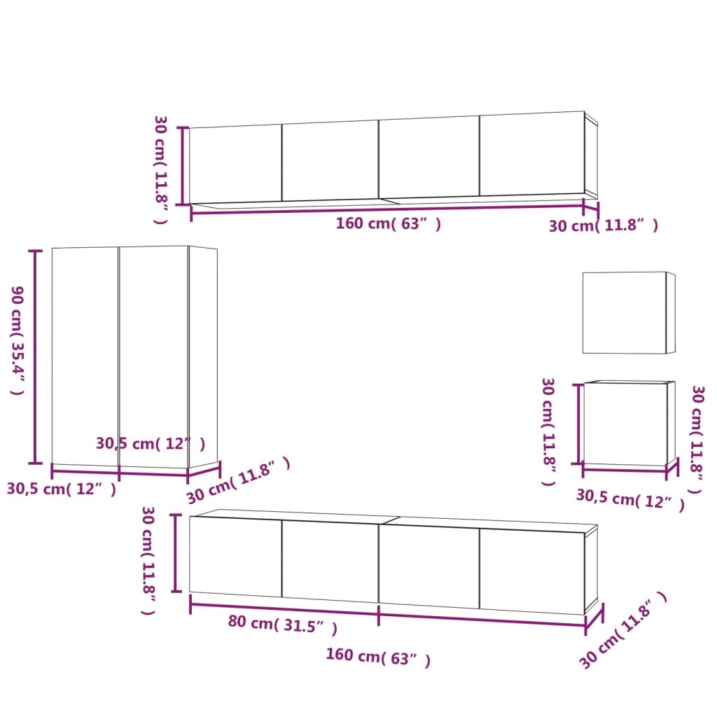 Ensemble de meubles TV 8 pcs Chêne sonoma Bois d'ingénierie - XIOS