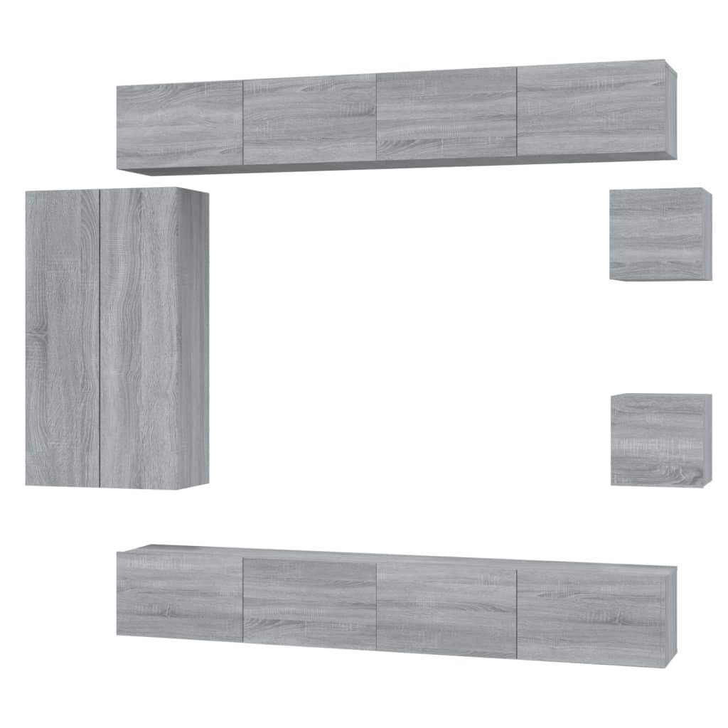 Ensemble de meubles TV 8 pcs Sonoma gris Bois d'ingénierie - XIOS