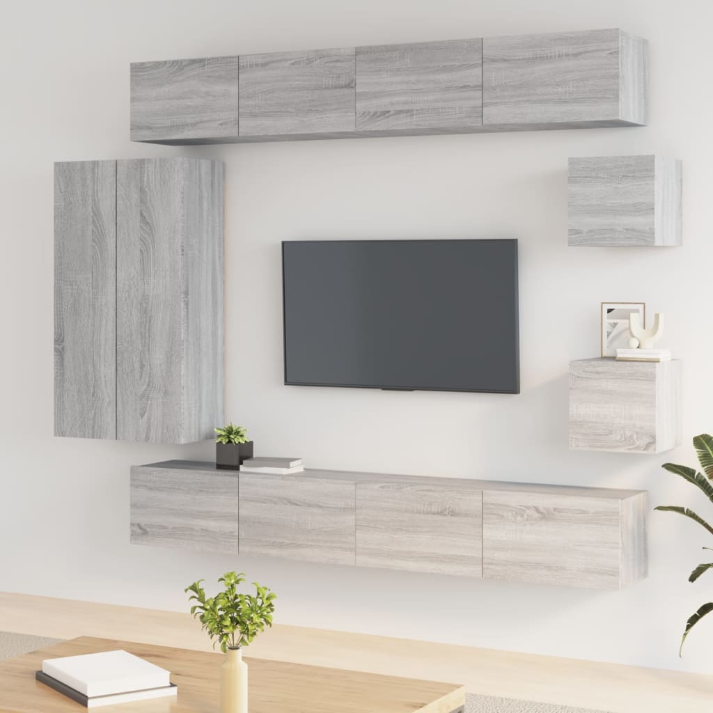 Ensemble de meubles TV 8 pcs Sonoma gris Bois d'ingénierie - XIOS