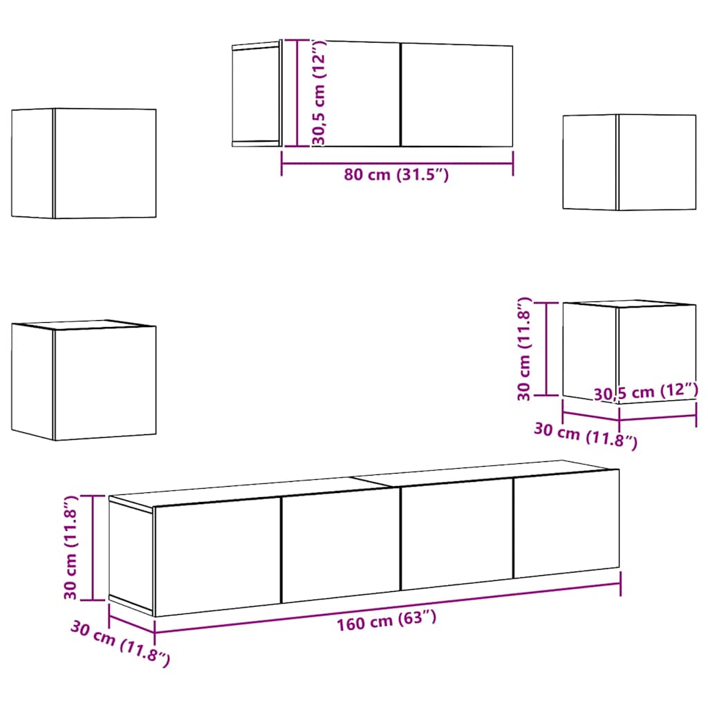 Ensemble de meubles TV 7 pcs Chêne sonoma Bois d'ingénierie - XIOS