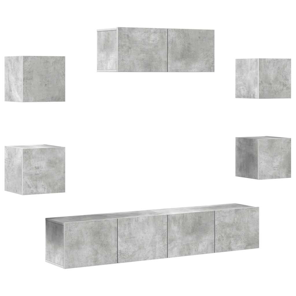 Ensemble de meubles TV 7 pcs Gris béton Bois d'ingénierie - XIOS