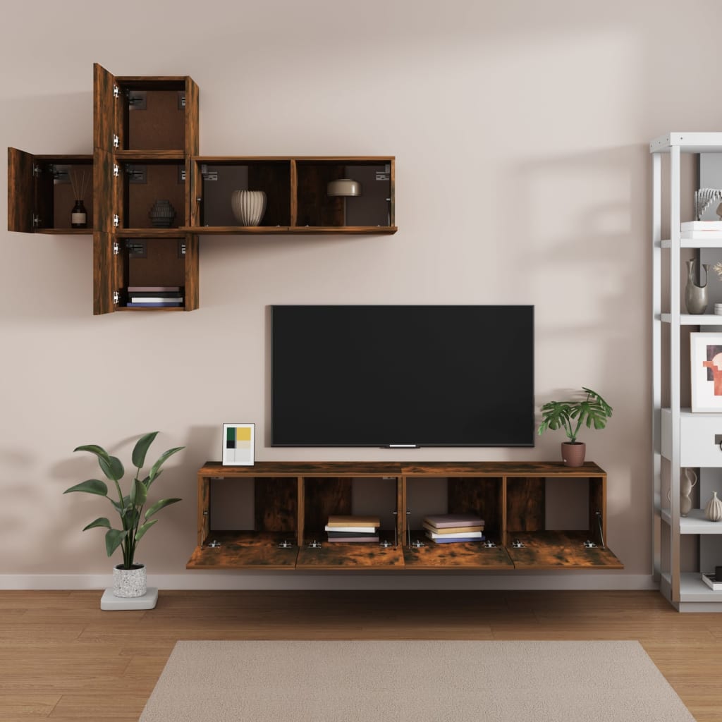 Ensemble de meubles TV 7 pcs Chêne fumé Bois d'ingénierie - XIOS