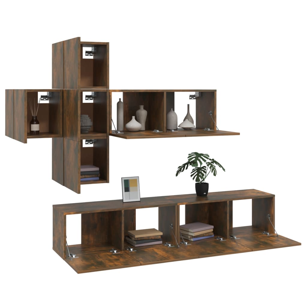Ensemble de meubles TV 7 pcs Chêne fumé Bois d'ingénierie - XIOS