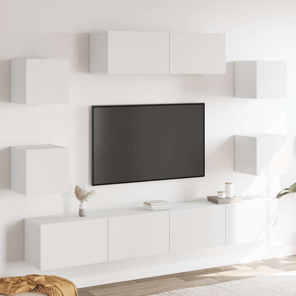 Ensemble de meubles TV 7 pcs Blanc Bois d'ingénierie - XIOS