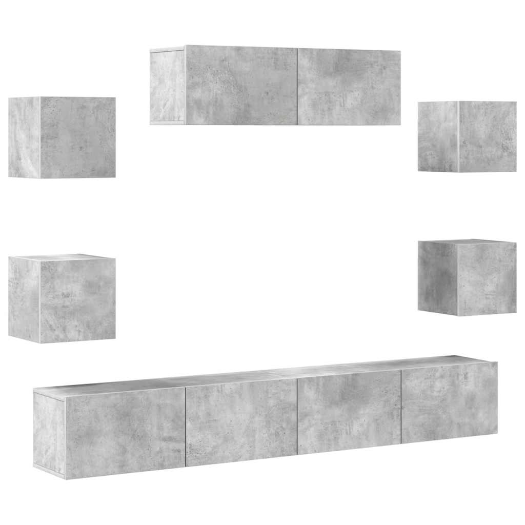 Ensemble de meubles TV 7 pcs Gris béton Bois d'ingénierie - XIOS