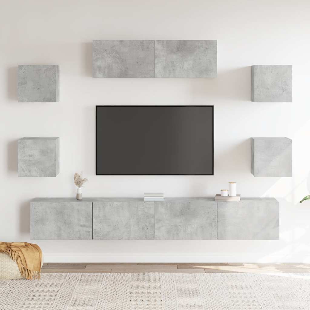 Ensemble de meubles TV 7 pcs Gris béton Bois d'ingénierie - XIOS