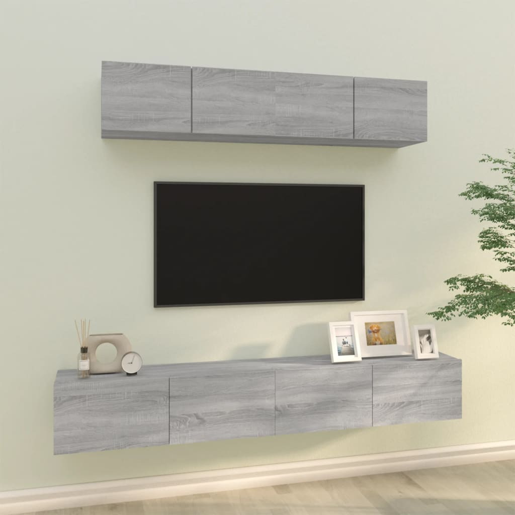 Ensemble de meubles TV 4 pcs Sonoma gris Bois d'ingénierie - XIOS