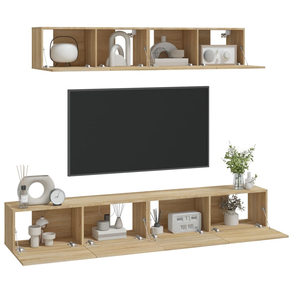 Ensemble de meubles TV 4 pcs Chêne sonoma Bois d'ingénierie - XIOS