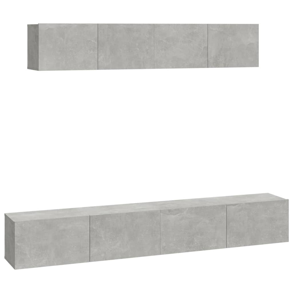 Ensemble de meubles TV 4 pcs Gris béton Bois d'ingénierie - XIOS