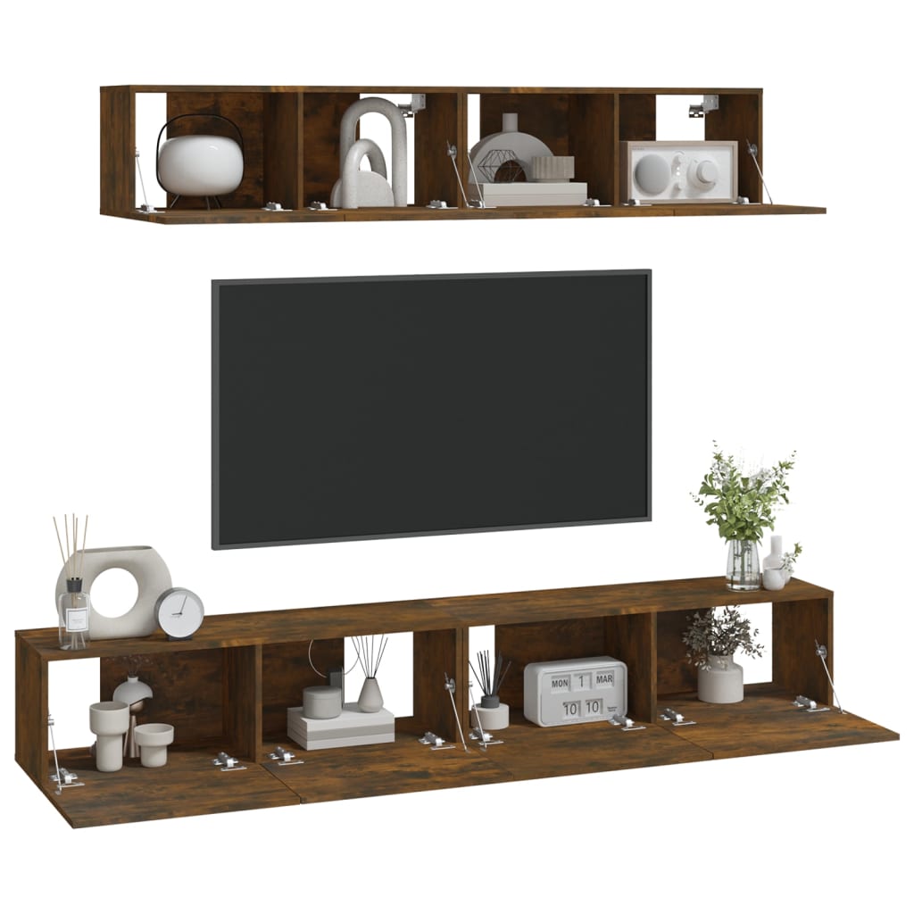 Ensemble de meubles TV 4 pcs Chêne fumé Bois d'ingénierie - XIOS