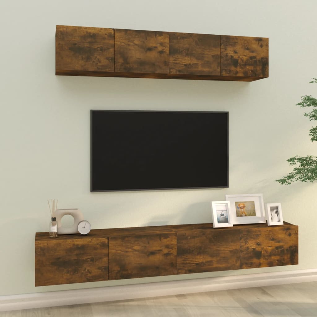 Ensemble de meubles TV 4 pcs Chêne fumé Bois d'ingénierie - XIOS