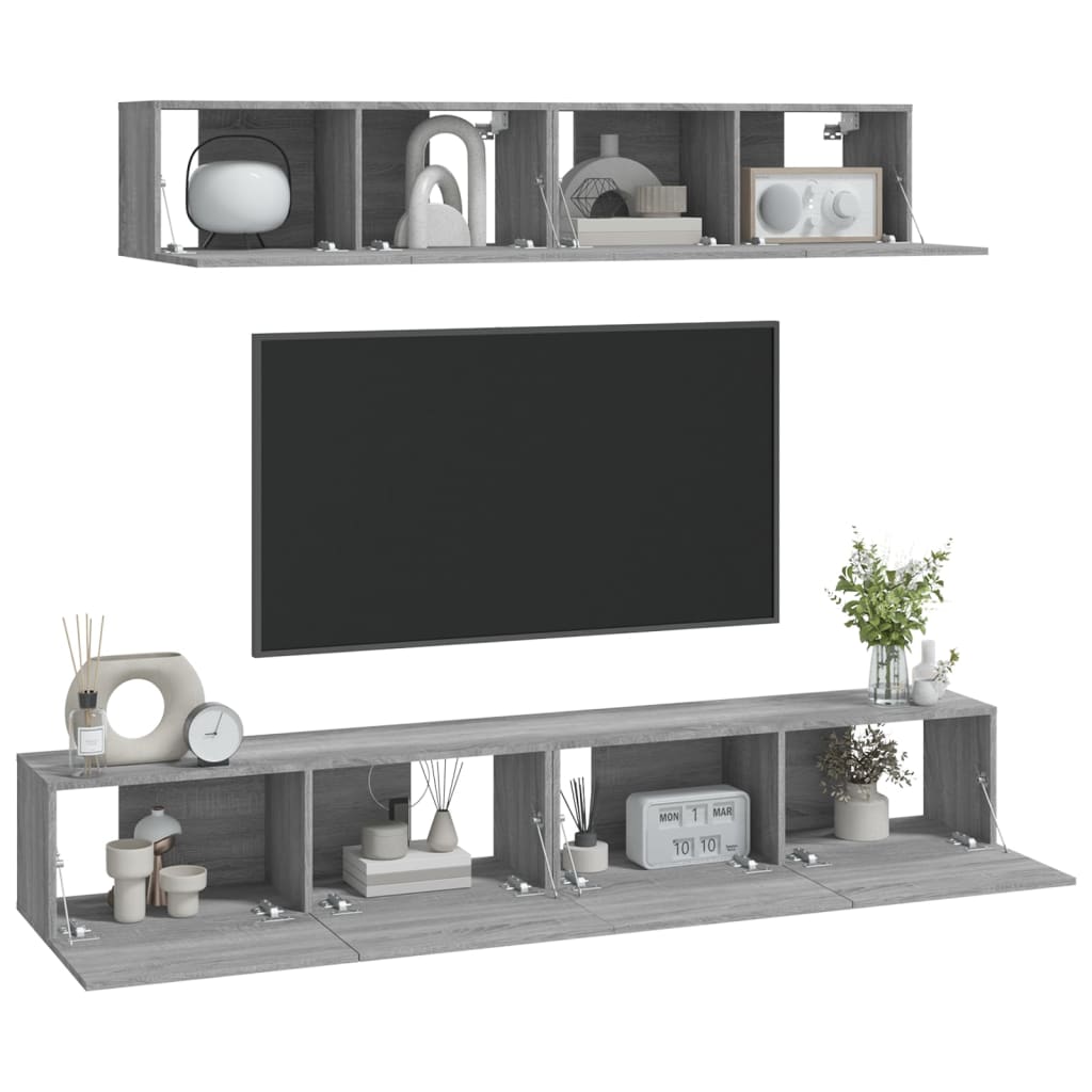 Ensemble de meubles TV 4 pcs Sonoma gris Bois d'ingénierie - XIOS