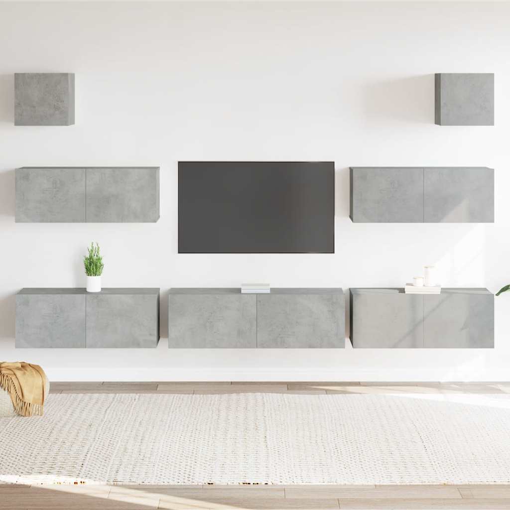 Ensemble de meubles TV 7 pcs Gris béton Bois d'ingénierie - XIOS
