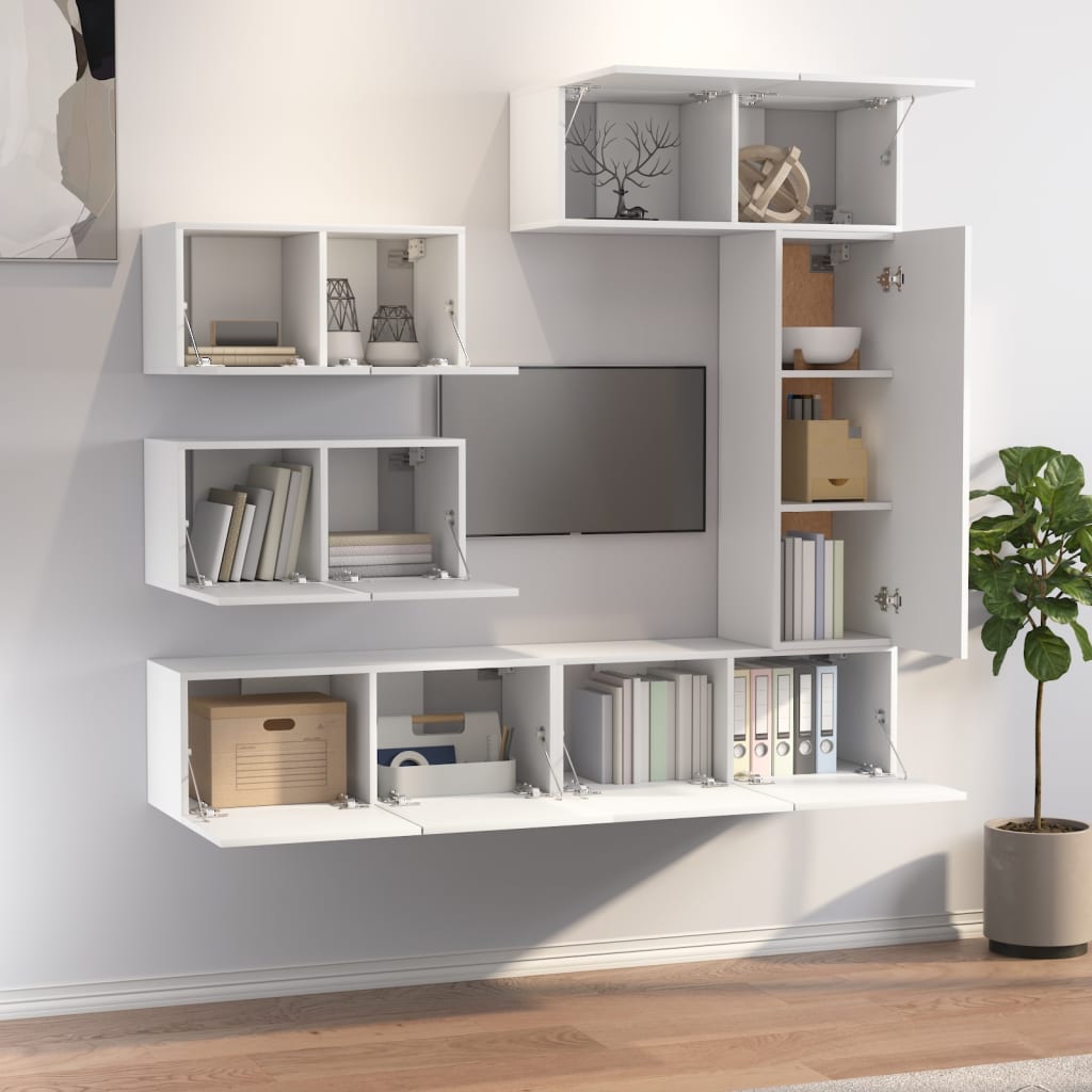 Ensemble de meubles TV 6 pcs Blanc Bois d'ingénierie - XIOS