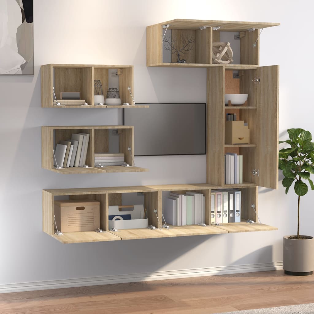 Ensemble de meubles TV 6 pcs Chêne sonoma Bois d'ingénierie - XIOS