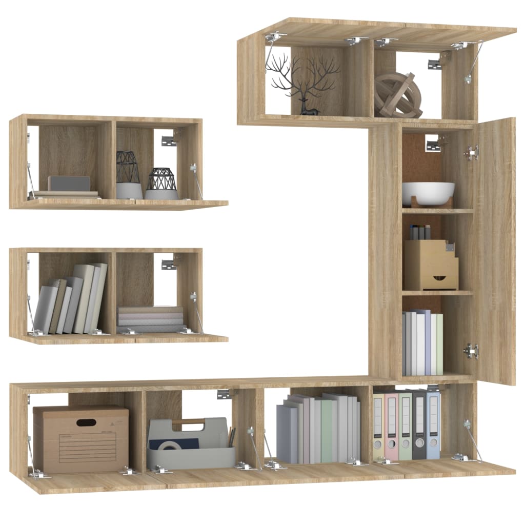 Ensemble de meubles TV 6 pcs Chêne sonoma Bois d'ingénierie - XIOS