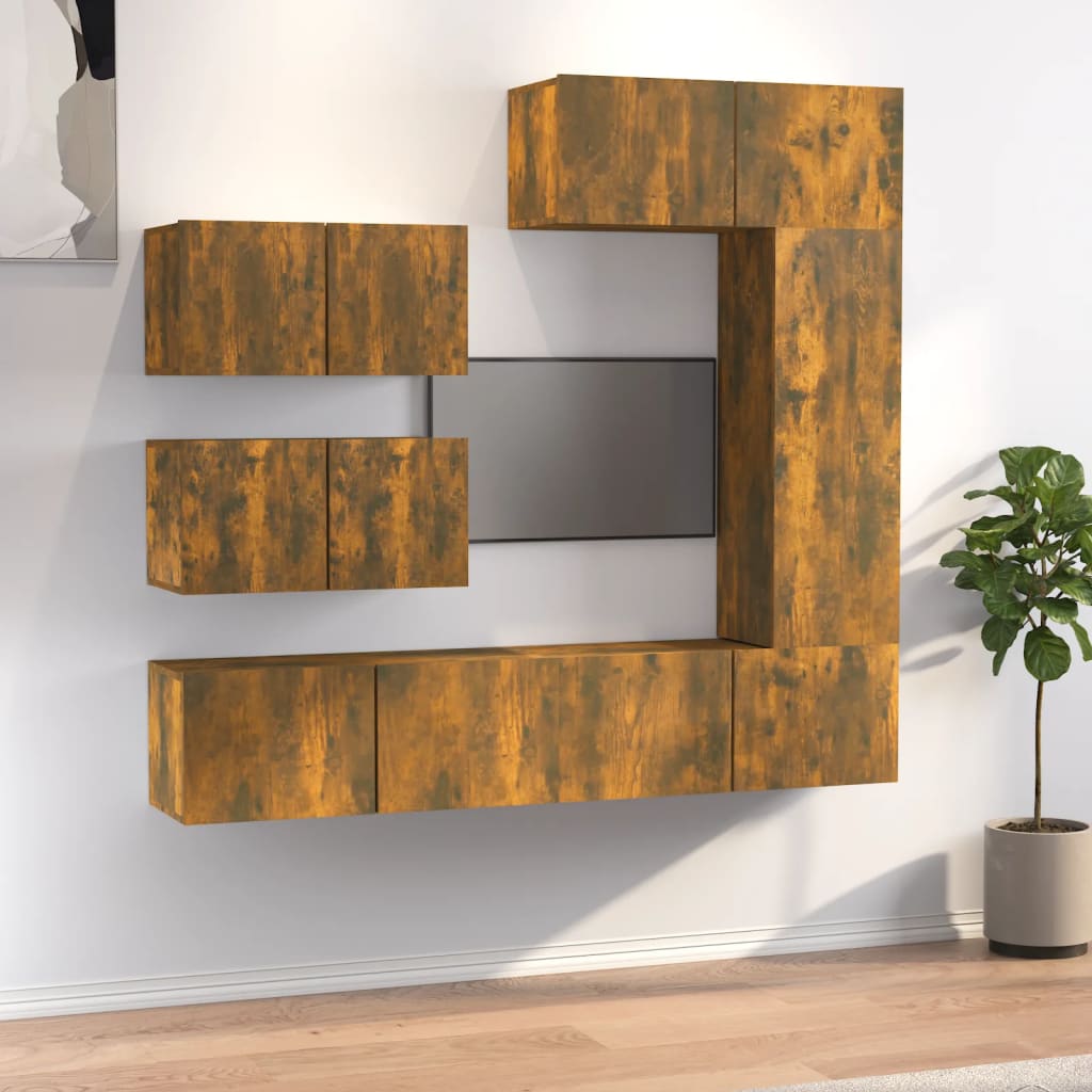 Ensemble de meubles TV 6 pcs Chêne fumé Bois d'ingénierie - XIOS