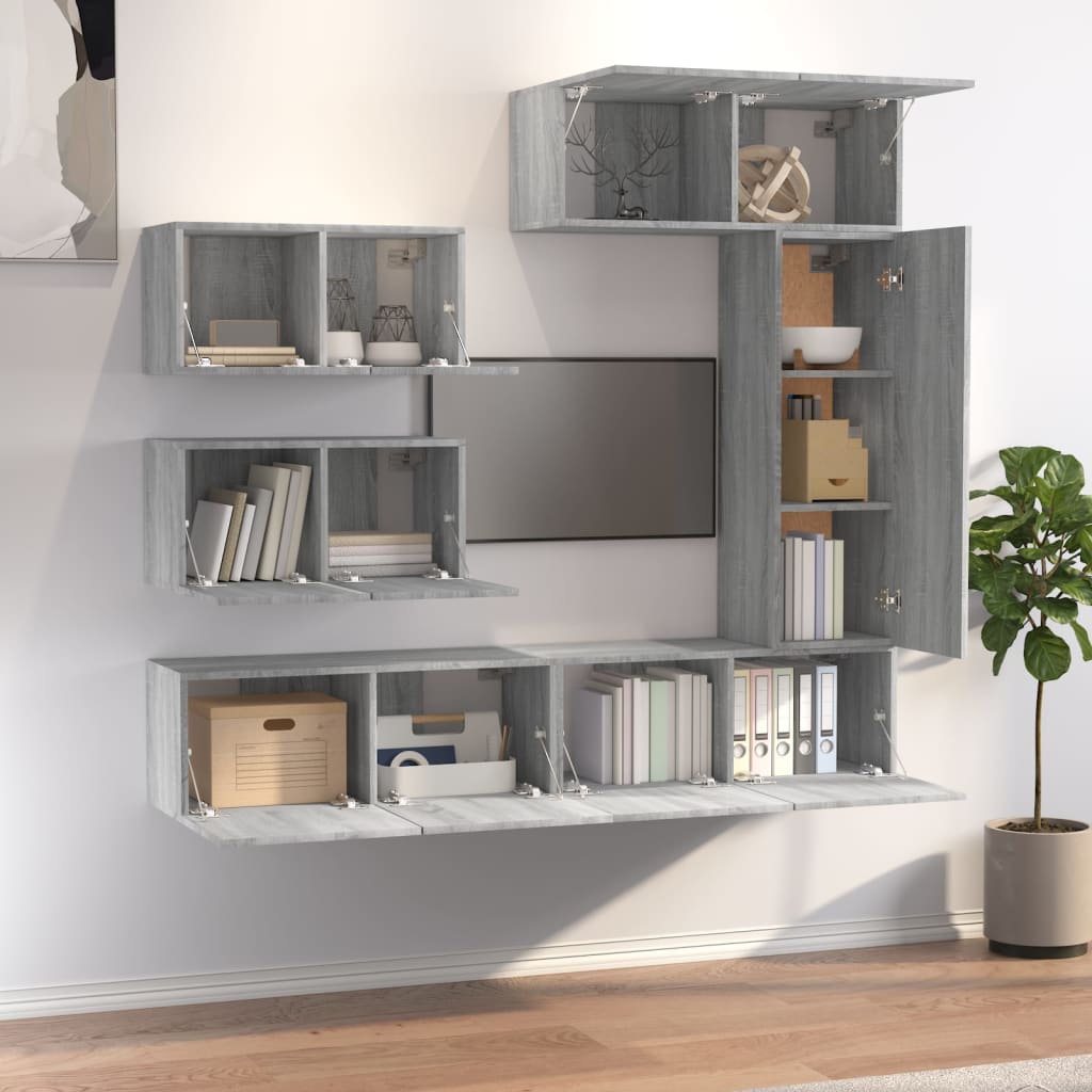 Ensemble de meubles TV 6 pcs Sonoma gris Bois d'ingénierie - XIOS