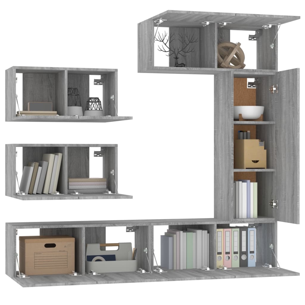 Ensemble de meubles TV 6 pcs Sonoma gris Bois d'ingénierie - XIOS