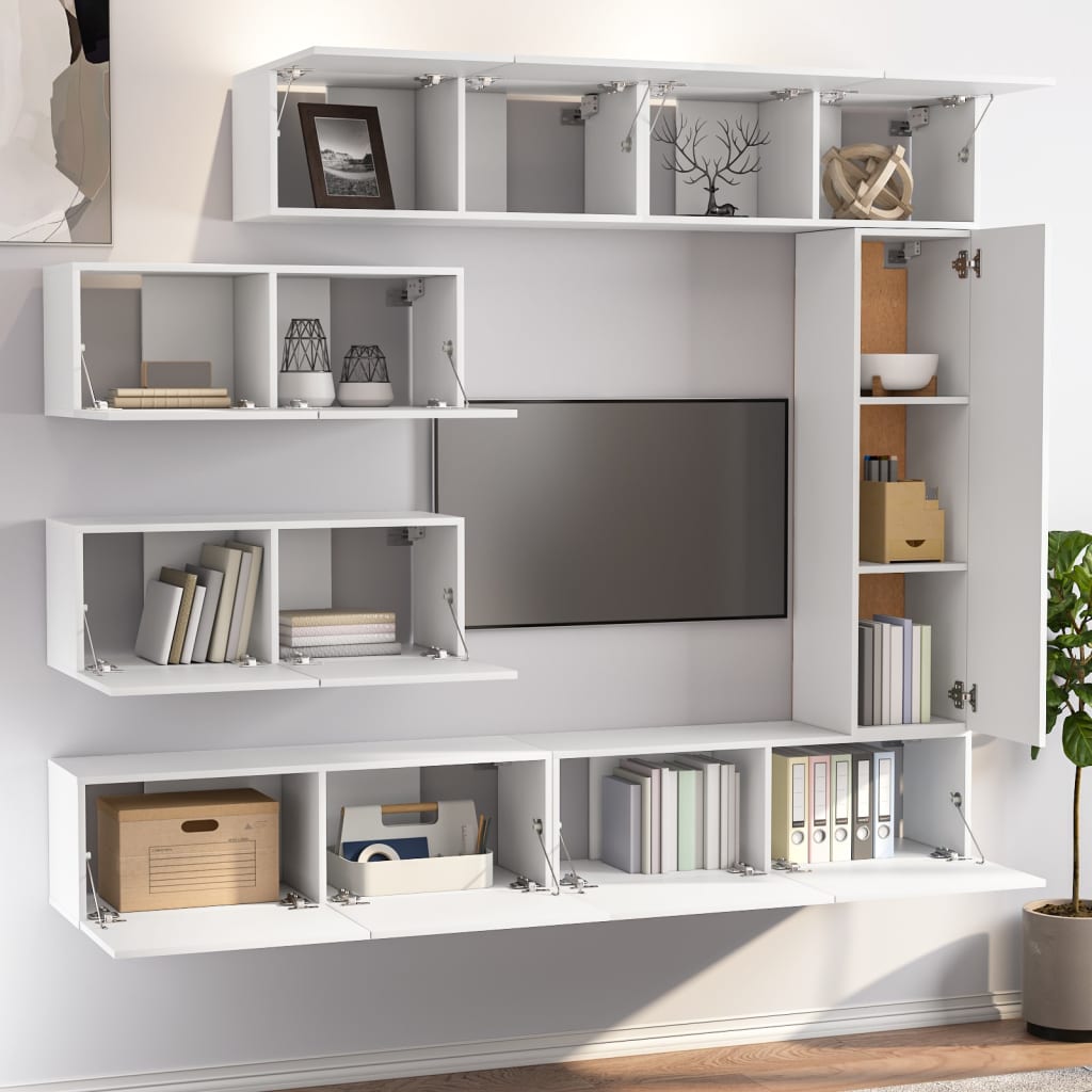Ensemble de meubles TV 7 pcs Blanc Bois d'ingénierie - XIOS