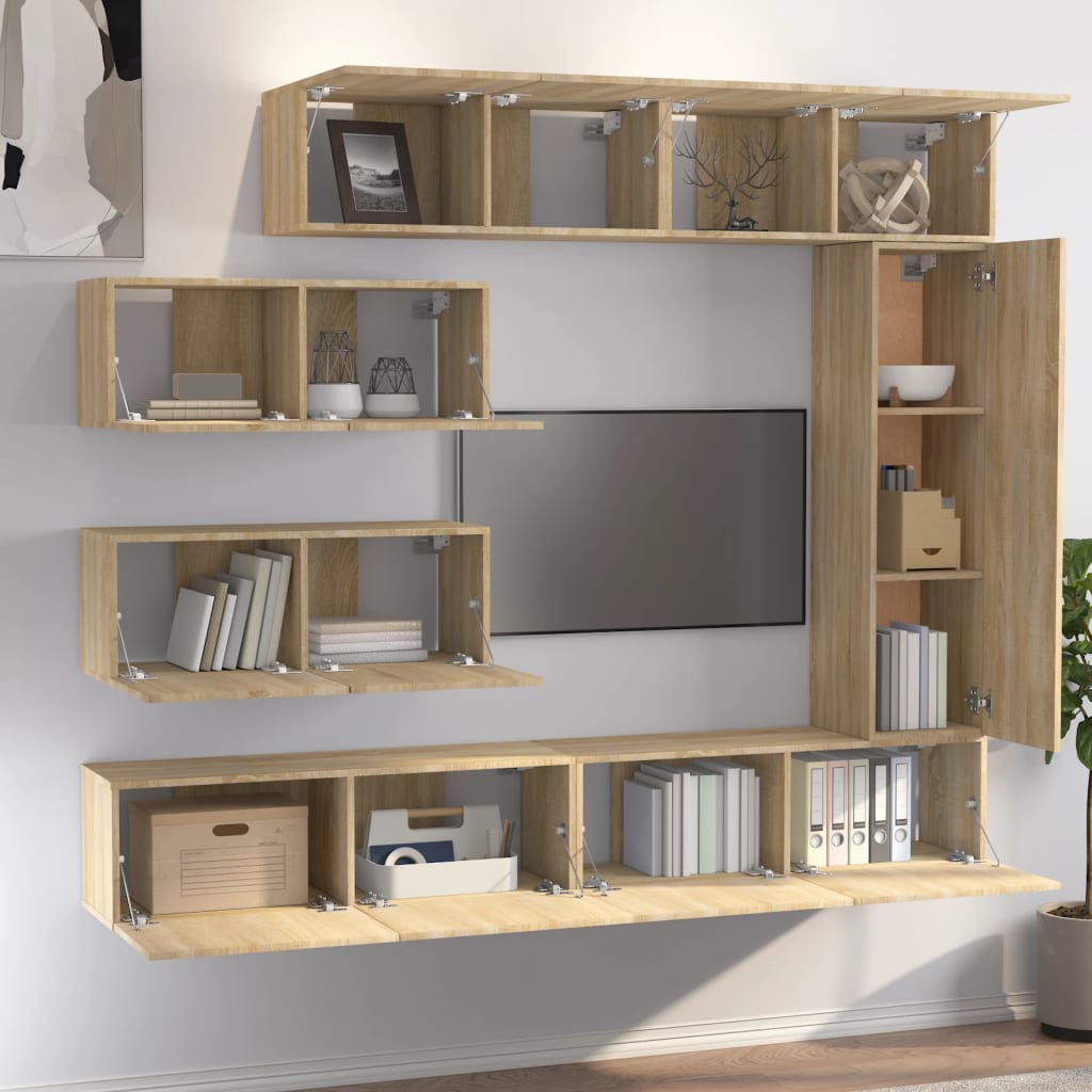 Ensemble de meubles TV 7 pcs Chêne sonoma Bois d'ingénierie - XIOS