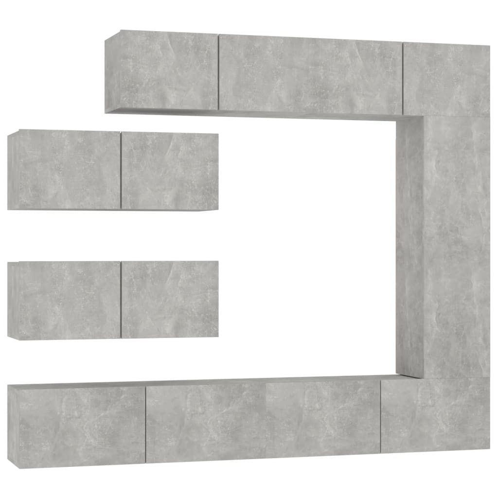 Ensemble de meubles TV 7 pcs Gris béton Bois d'ingénierie - XIOS