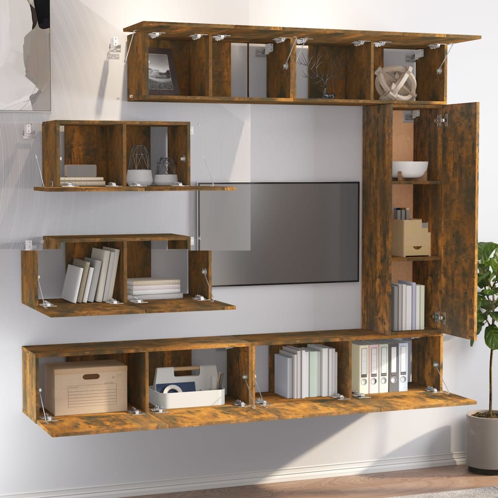 Ensemble de meubles TV 7 pcs Chêne fumé Bois d'ingénierie