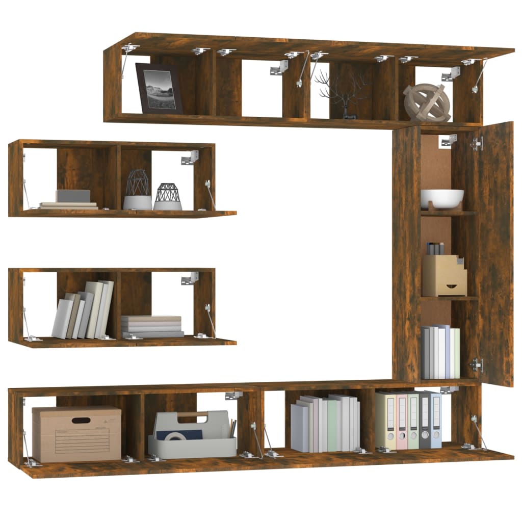 Ensemble de meubles TV 7 pcs Chêne fumé Bois d'ingénierie - XIOS