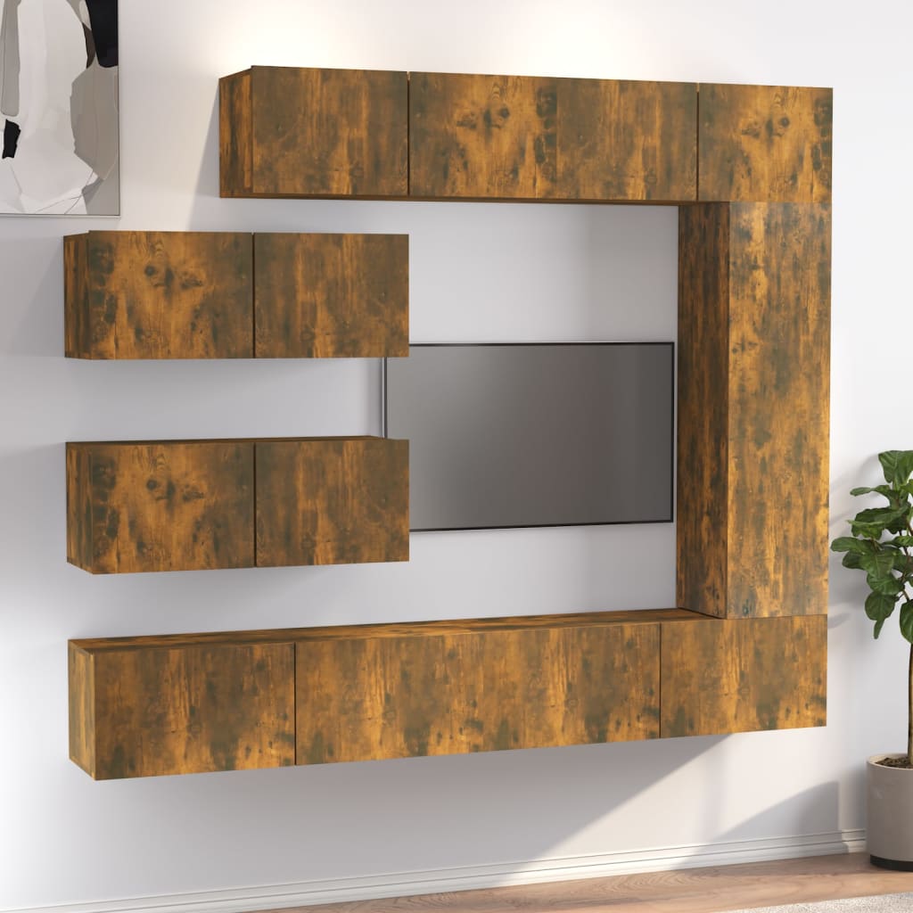 Ensemble de meubles TV 7 pcs Chêne fumé Bois d'ingénierie