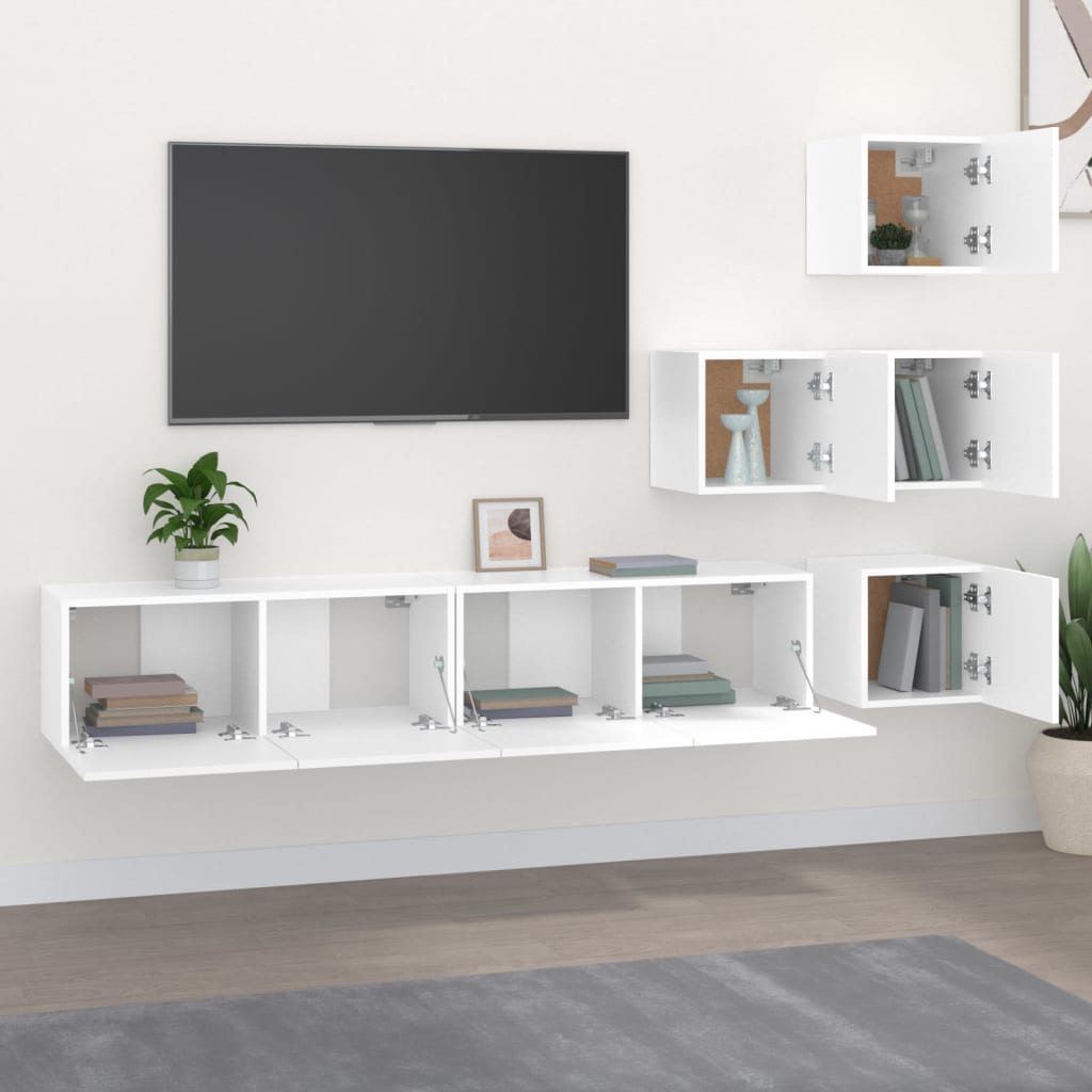 Meuble TV mural Blanc Bois d'ingénierie - XIOS