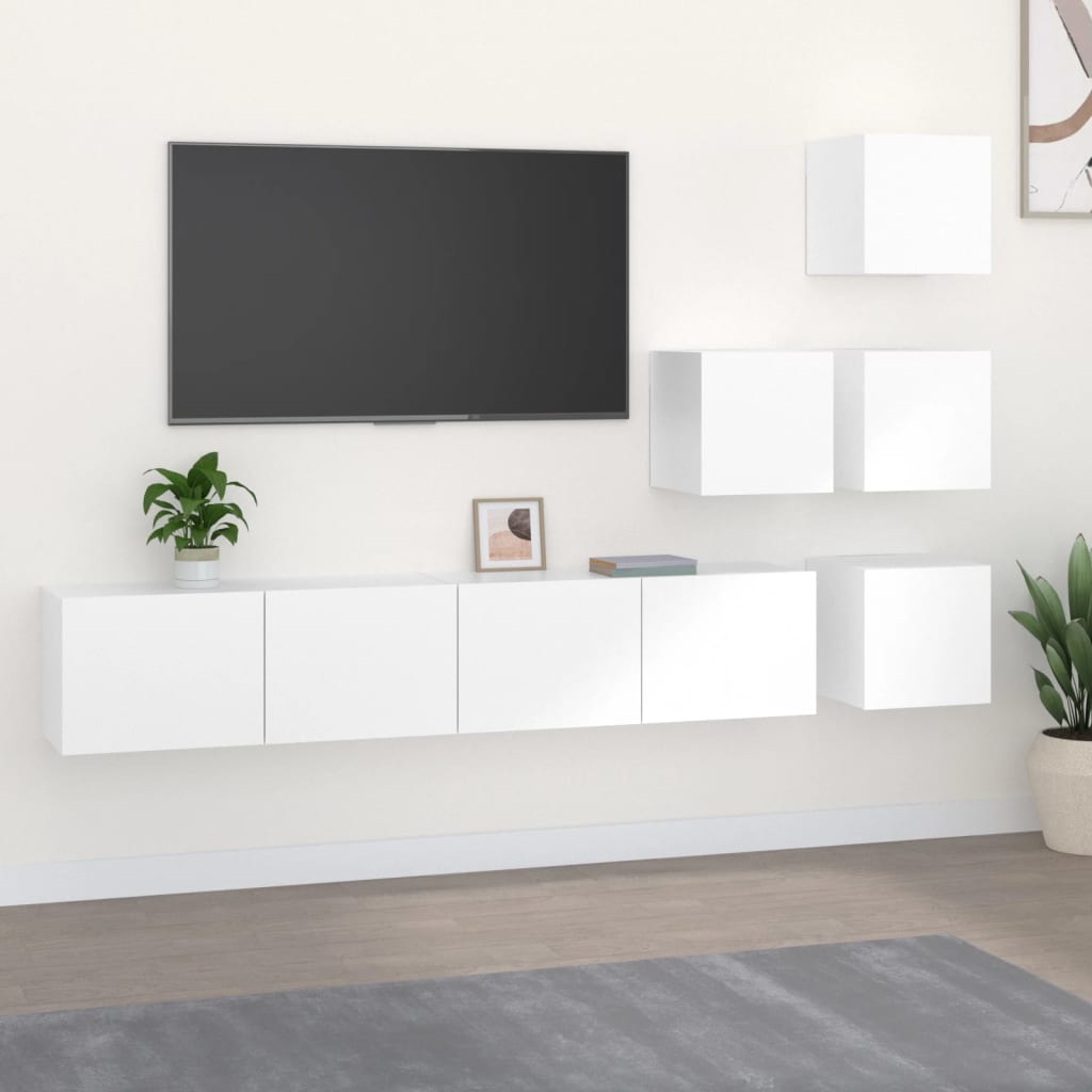 Meuble TV mural Blanc Bois d'ingénierie - XIOS