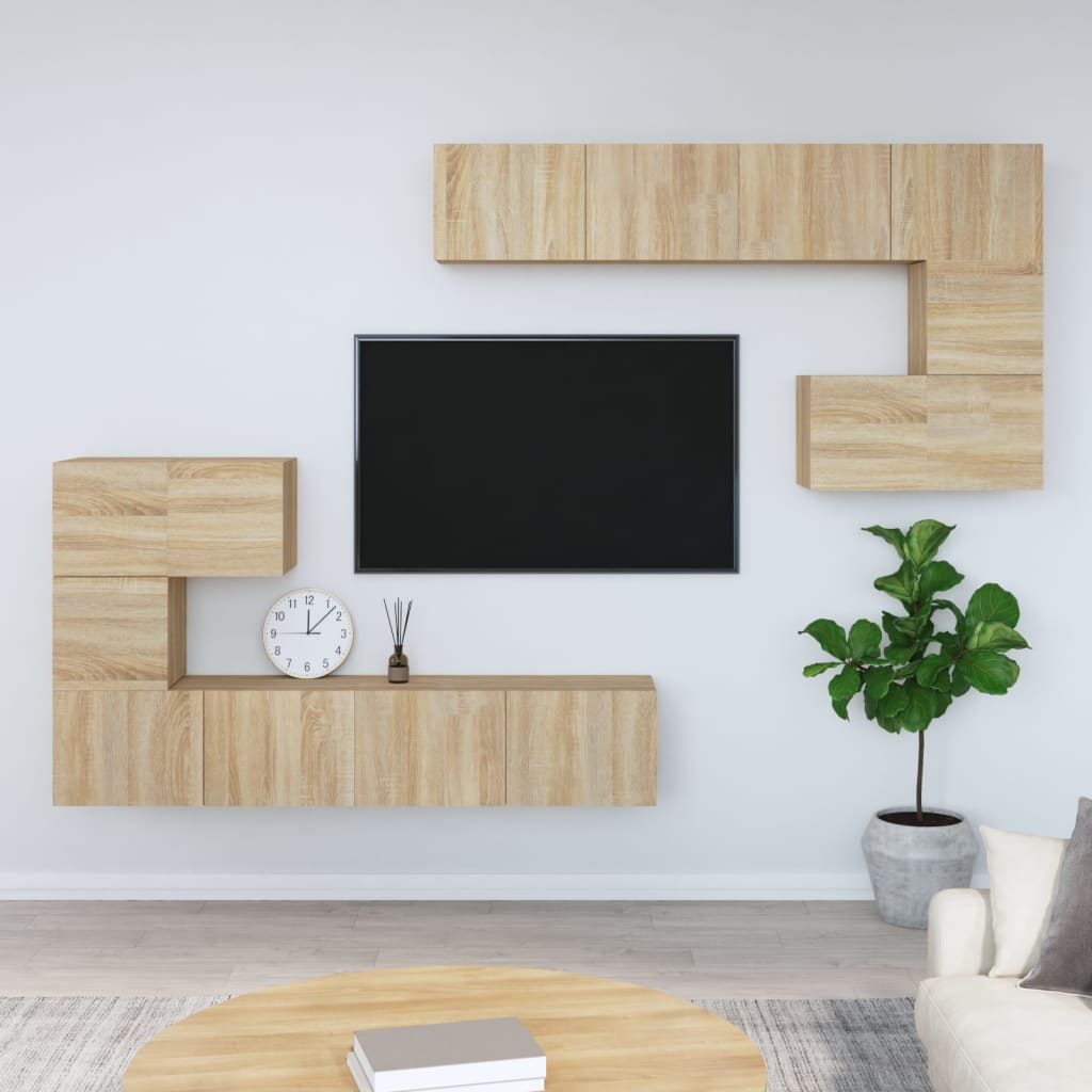 Meuble TV mural Chêne sonoma Bois d'ingénierie - XIOS