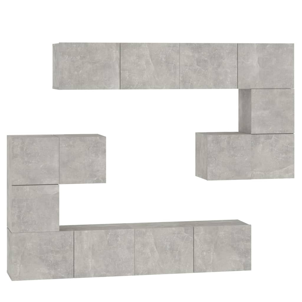 Meuble TV mural Gris béton Bois d'ingénierie - XIOS