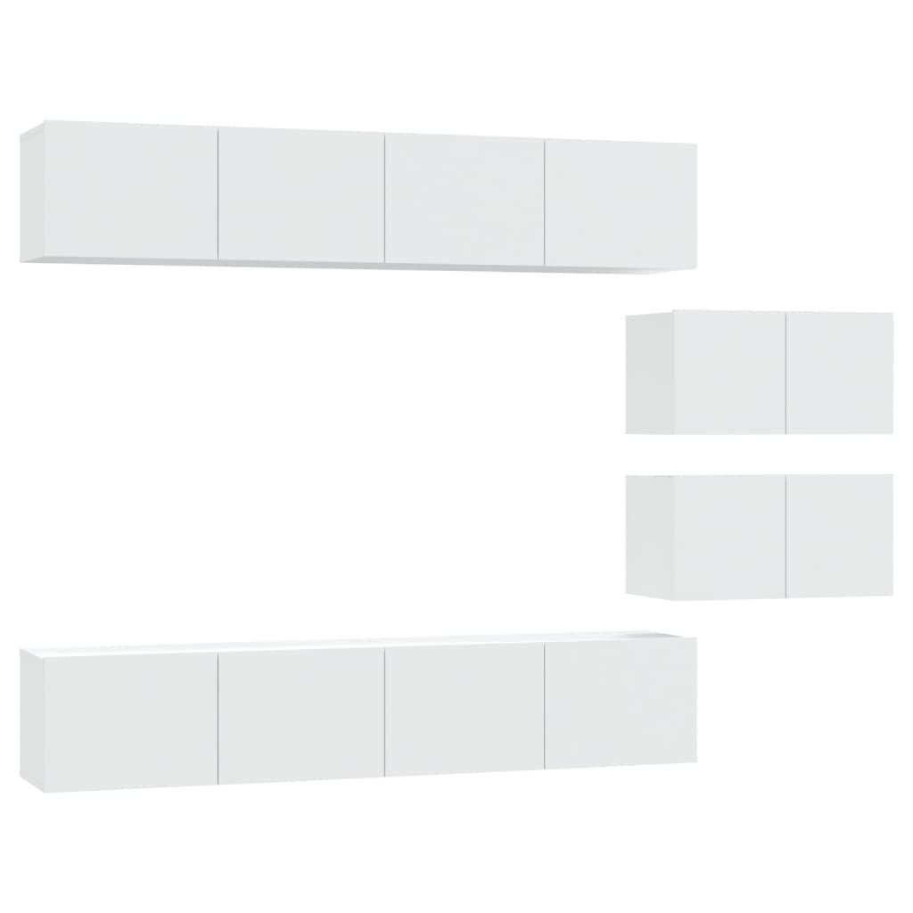 Ensemble de meubles TV 6 pcs Blanc Bois d'ingénierie