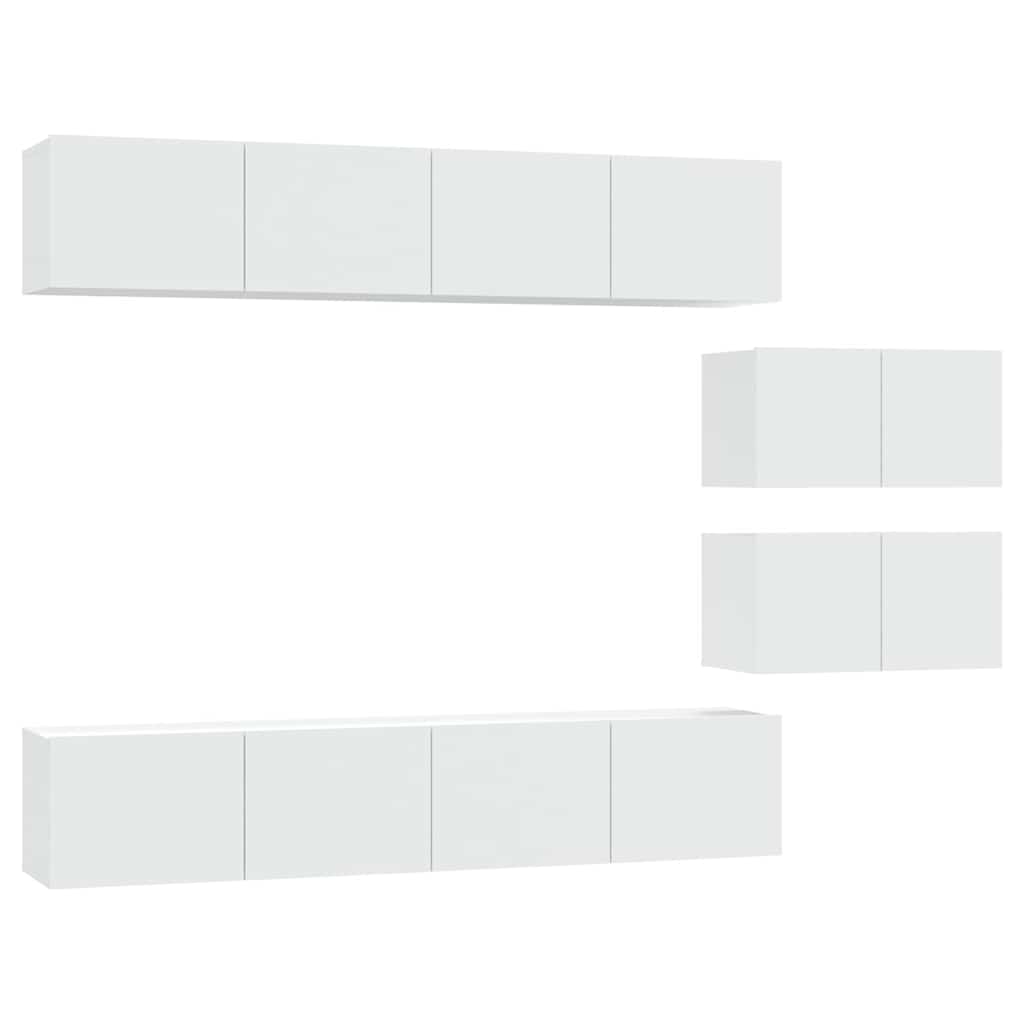Ensemble de meubles TV 6 pcs Blanc Bois d'ingénierie