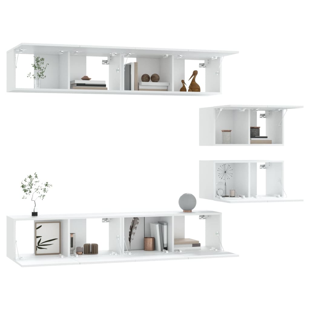 Ensemble de meubles TV 6 pcs Blanc Bois d'ingénierie