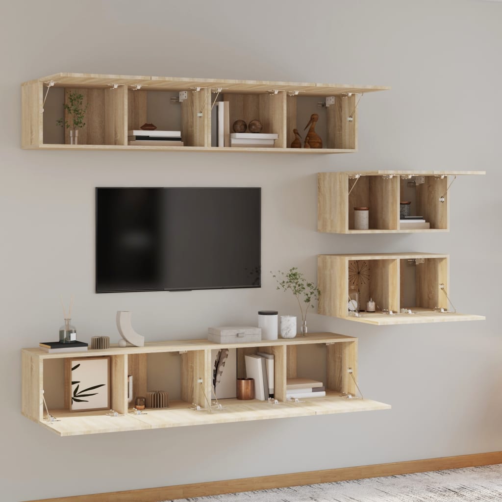 Ensemble de meubles TV 6 pcs Chêne sonoma Bois d'ingénierie - XIOS