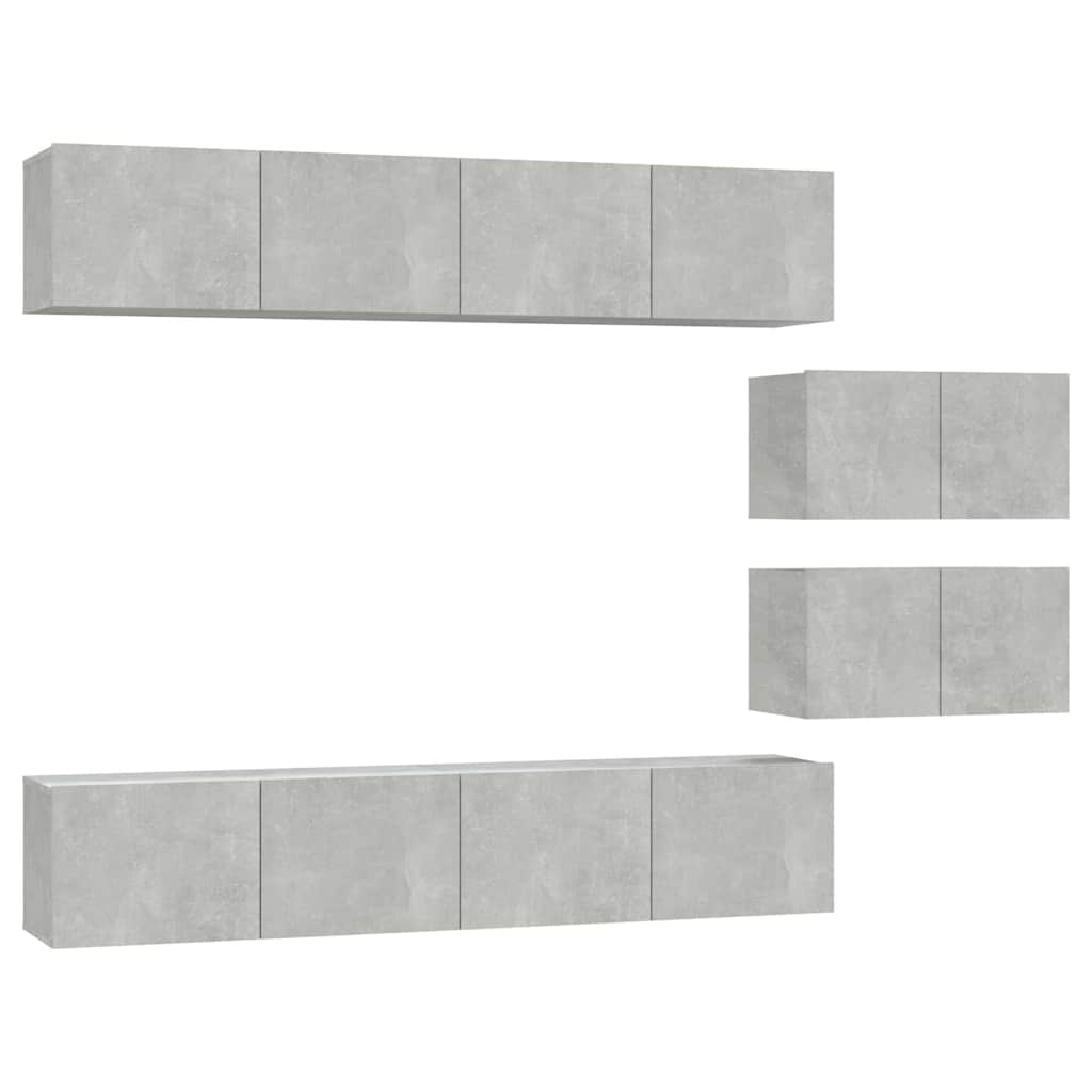 Ensemble de meubles TV 6 pcs Gris béton Bois d'ingénierie