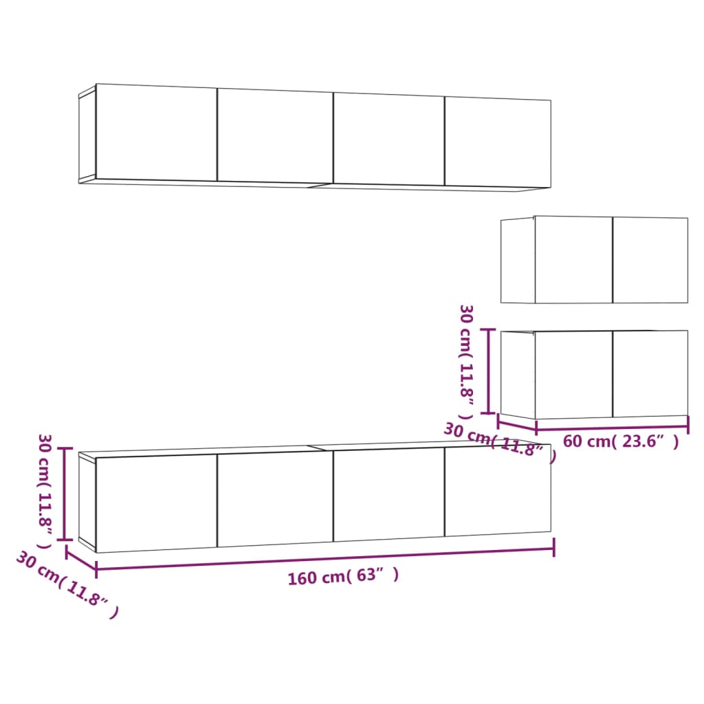 Ensemble de meubles TV 6 pcs Gris béton Bois d'ingénierie - XIOS