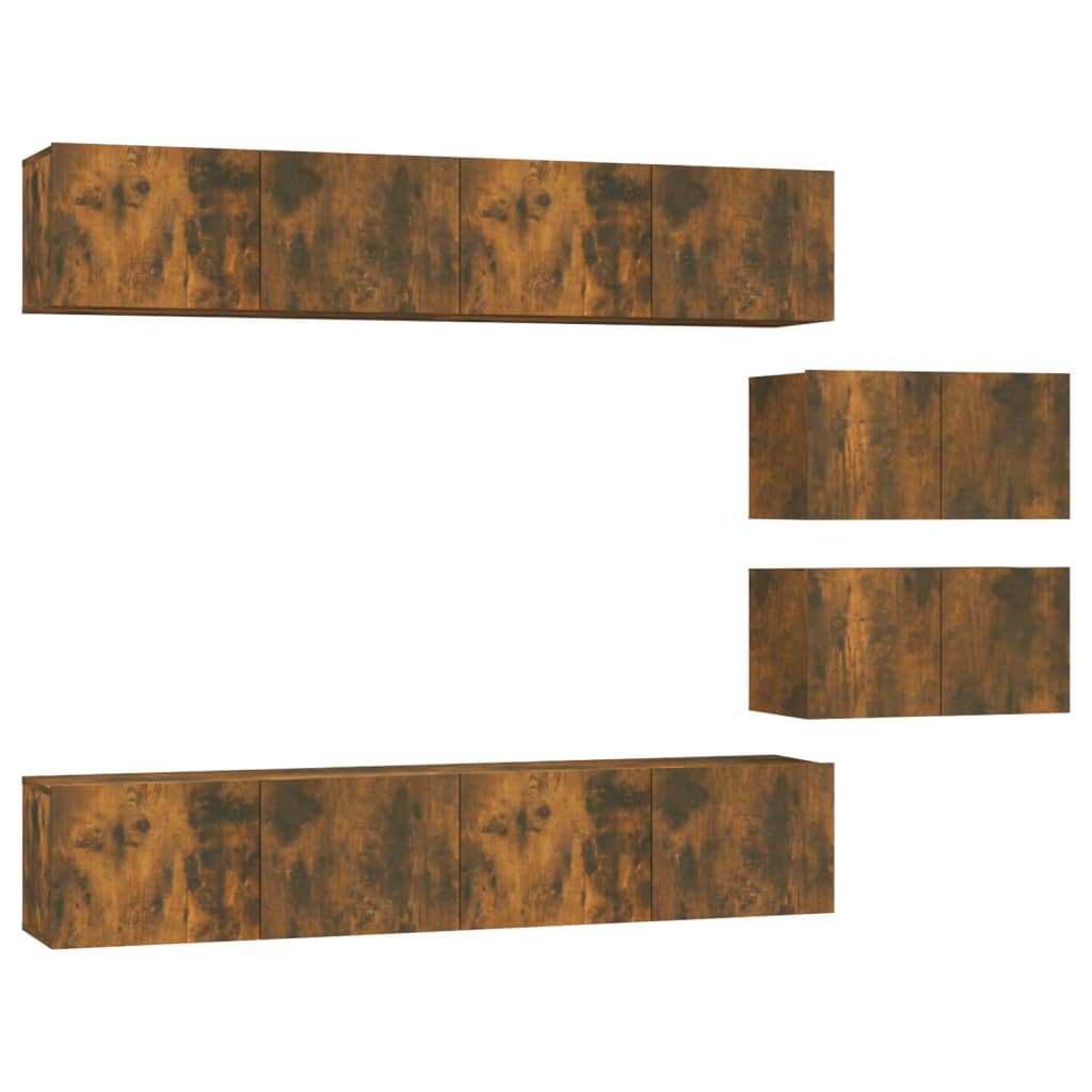 Ensemble de meubles TV 6 pcs Chêne fumé Bois d'ingénierie - XIOS