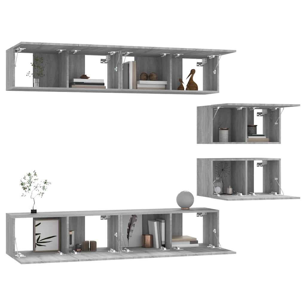 Ensemble de meubles TV 6 pcs Sonoma gris Bois d'ingénierie