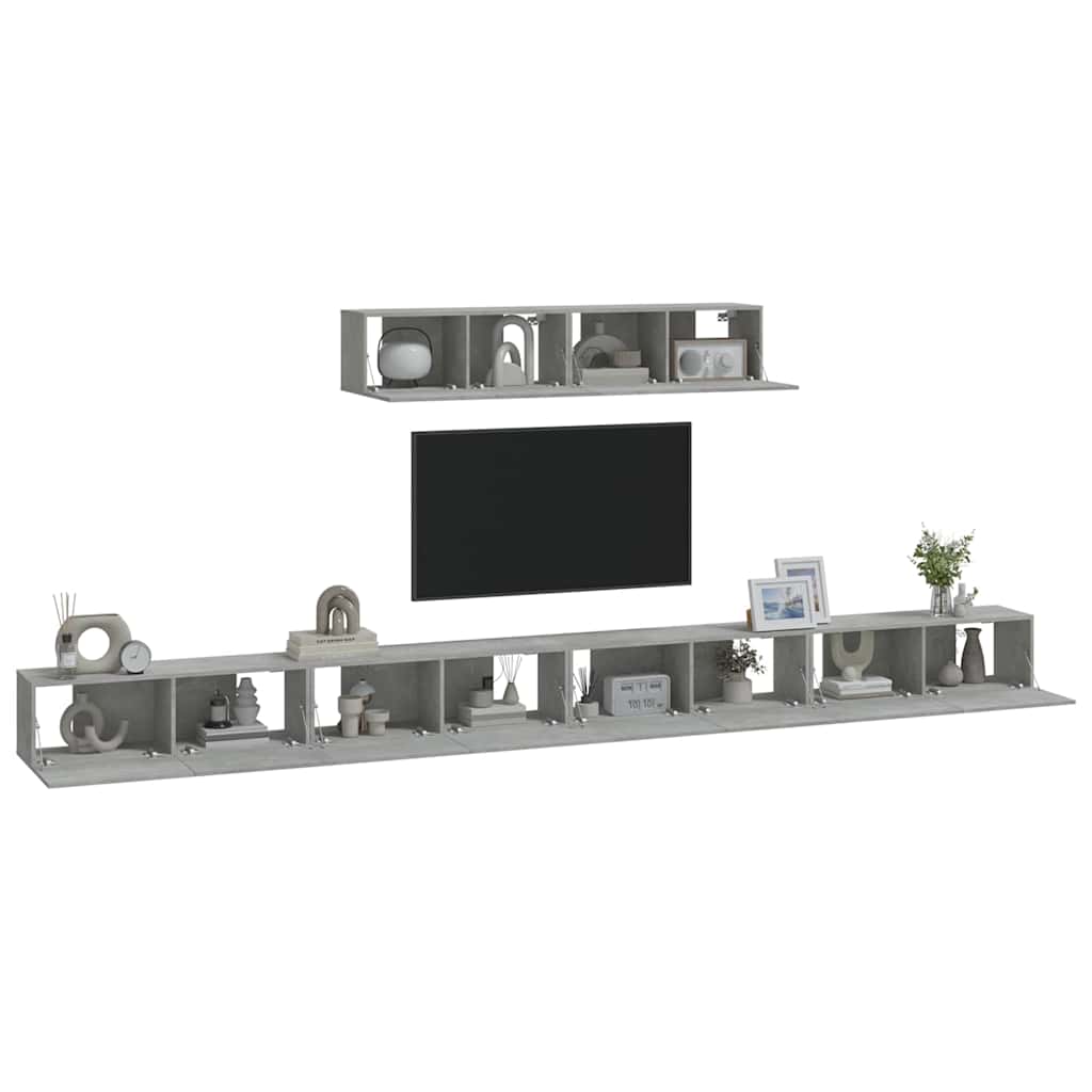 Ensemble de meubles TV 6 pcs Gris béton Bois d'ingénierie