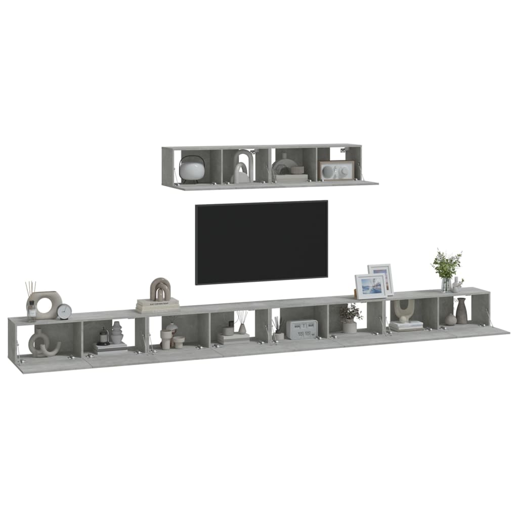 Ensemble de meubles TV 6 pcs Gris béton Bois d'ingénierie - XIOS